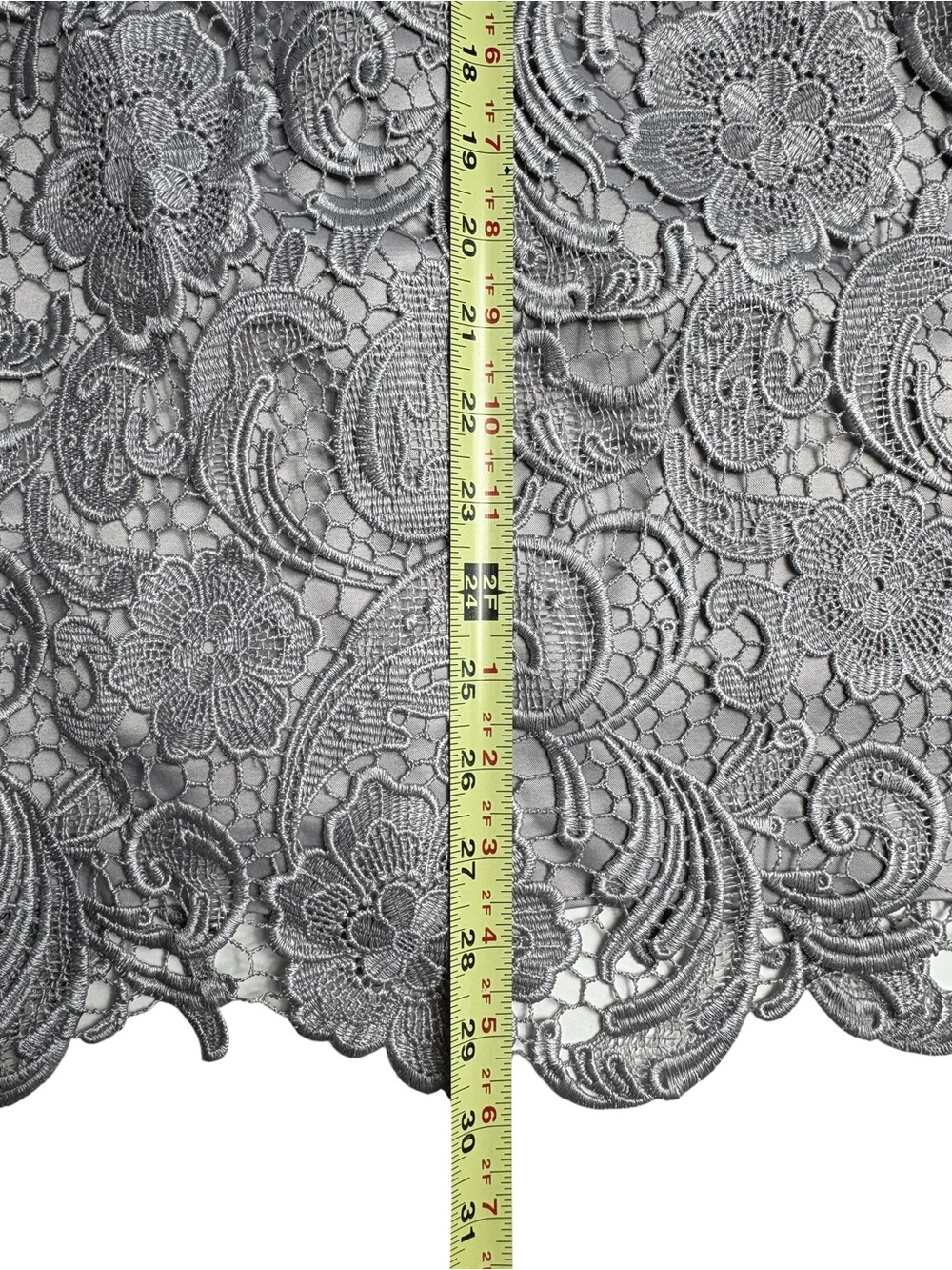 Adrianna Papell Silver Grey Lace Strapless Peplum Cocktail Dress Size 8 - Picture 9 of 12